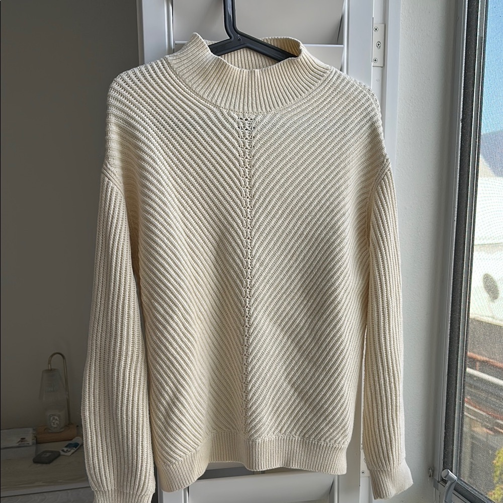 Marine Layer Cream Ribbed Knit Sweater